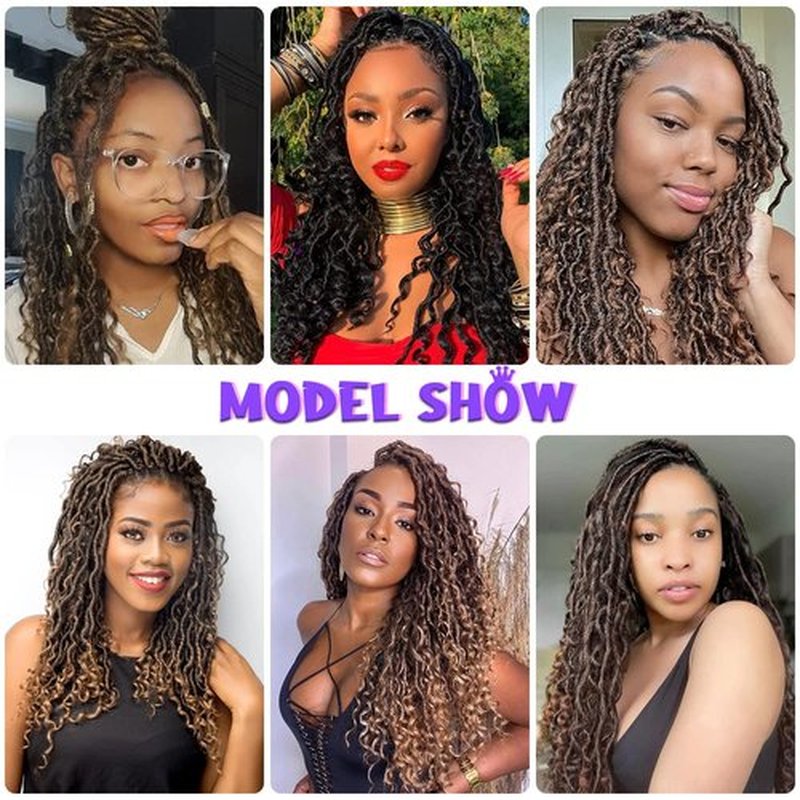Goddess Locs Crochet Hair 12Inch 6Packs Curly Faux Locs Crochet Hair River Locs Goddess Wavy Crochet With Short Curly Hair Bohemian Hippie Locs Crochet Braids for Synthetic Hair Extension