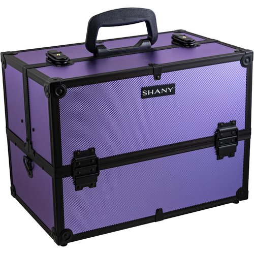 SHANY Essential Pro Makeup Train Case Cosmetic Box Portable Makeup Case Cosmetics Beauty Organizer Jewelry storage with Locks, Multi Compartments Makeup Box and Shoulder Strap - Lily
