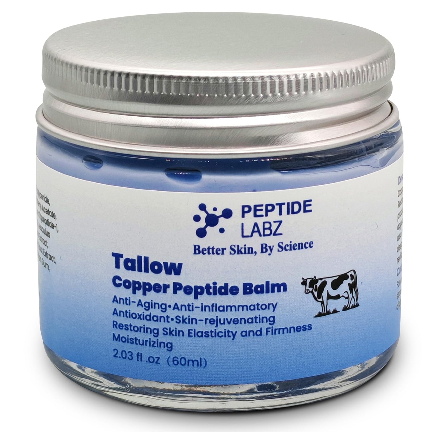 PeptideLabz Grass-Fed Tallow Face Balm for Dry Skin – Deep Moisture Barrier Repair with Honey Extract, Copper Tripeptide-1 & Licorice Root – Nourishing Skin Balm