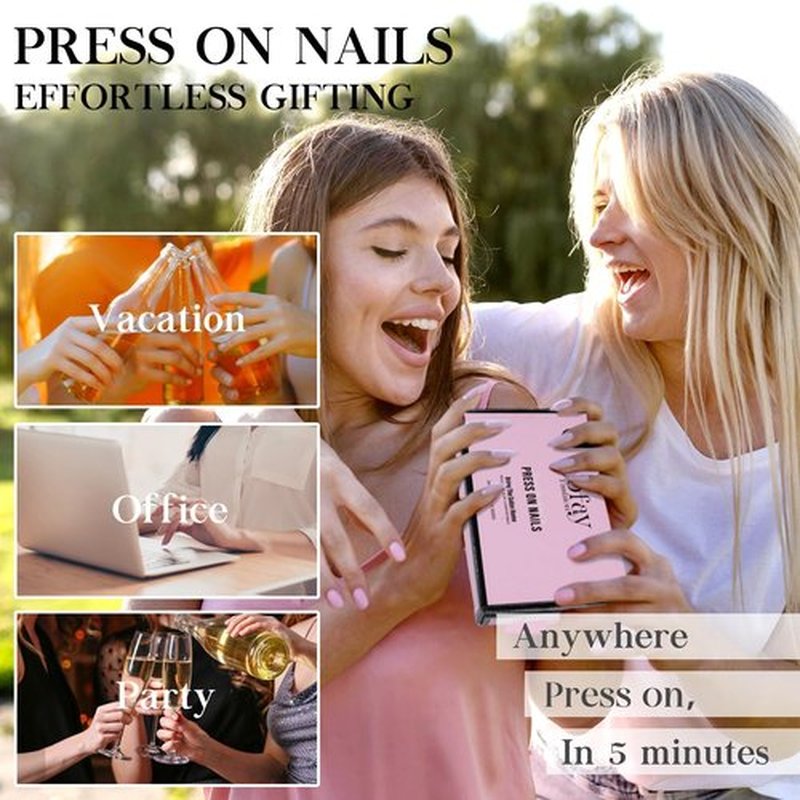 French Tip Press on Nails Short Chrome 5 Styles - 120Pcs Salon-Like Acrylic Fake Nails with Mermaid Pearl Chrome Gold Foil End Designs, Glossy & Natural Glue on Nails