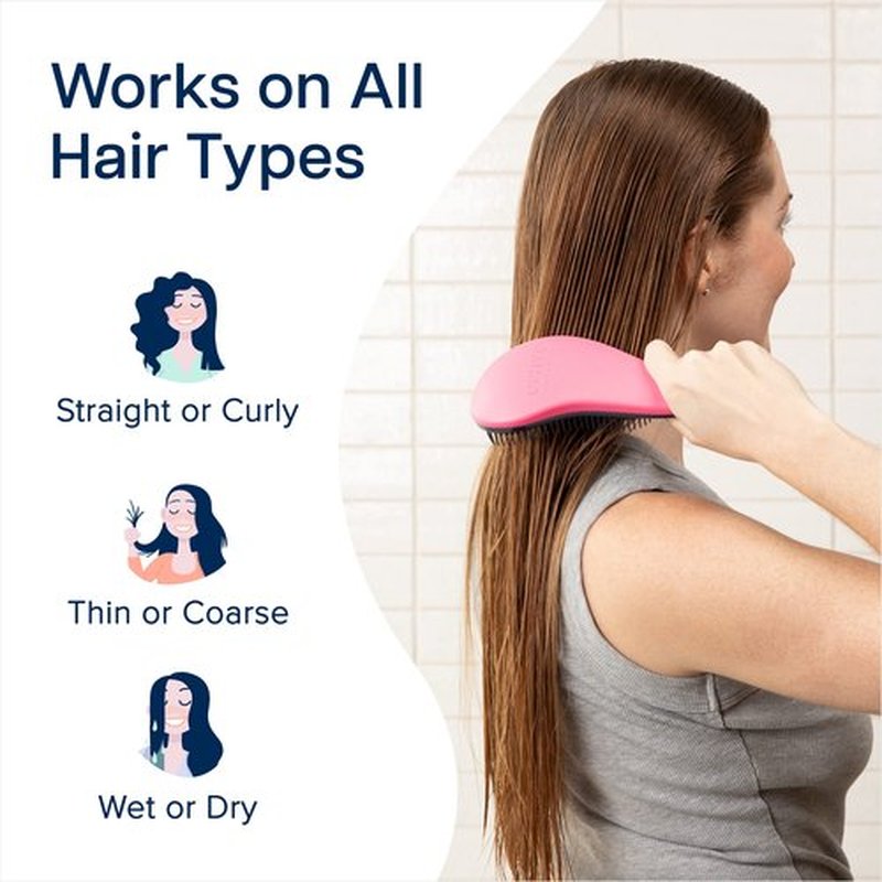 Crave Naturals Glide Thru Detangling Brush - Detangler Brush for Natural, Curly, Straight, Wet and Dry Hair for Adults and Kids - Hair Brush for Little Girls, Toddlers, Teens - 7.5 x 3 inches, Pink