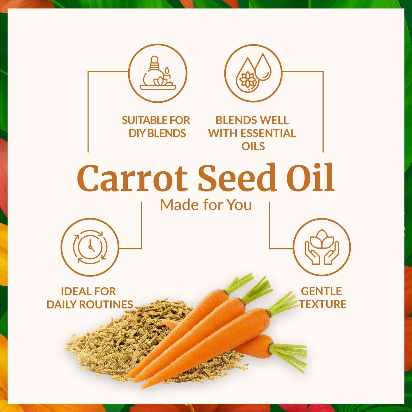SVA Carrot Seed Oil - 4 Fl Oz - for Face, Skin Care, Hair Care, Scalp Massage & Body Massage – Carrier Oil with Dropper