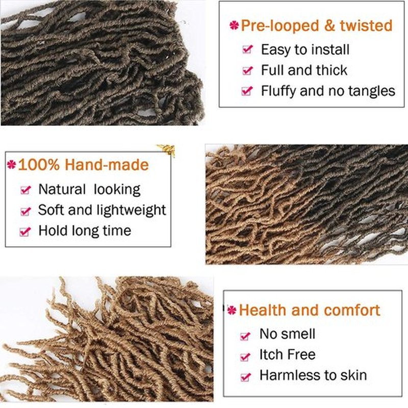 Ombre New Soft Faux Locs 36inch 6packs Super Long Brown Goddess Locs Crochet Hair Natural Pre Looped Natural Crochet Braid Curly Wave Braiding Hair（36inch #T27）