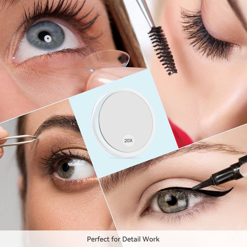MIYADIVA Magnifying Mirror, 20X Magnifying Mirror Suction Cup for Travel Magnifying Mirror, 20X Travel Makeup Mirror Stick on Mirror for Eyes Makeup 6 Inch