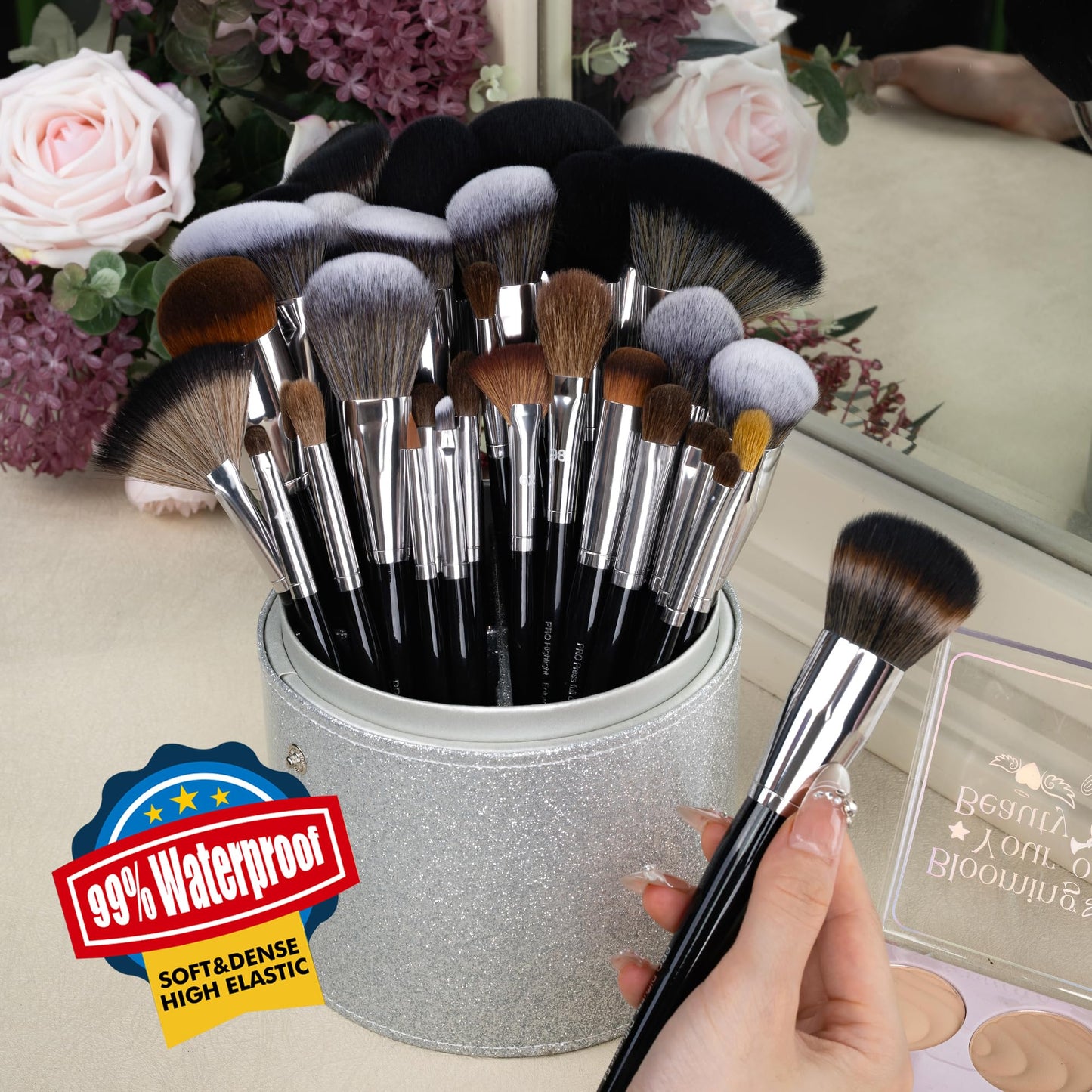 Bueart Design 36Pcs PRO Grade Natural Goat Hair Pony Bristles Makeup Brushes Set with Super Holder Professional-Grade Precision & Luxury Brush for beauty enthusiasts&professionals Makeup Artist