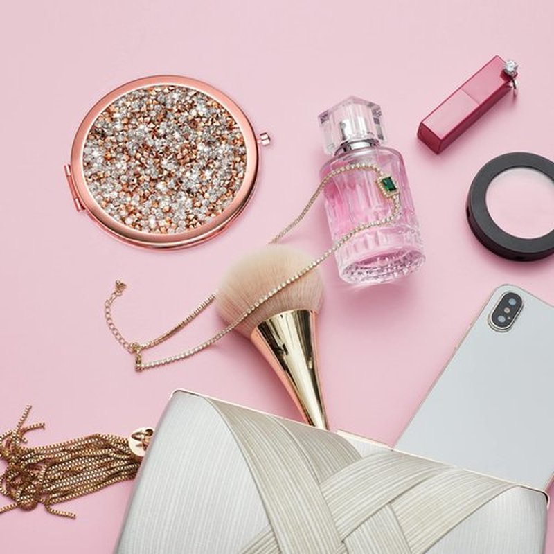 Dynippy Compact Mirror Rose Gold Makeup Mirror Folding Mini Pocket Mirror Portable Hand Mirror Double-Sided 2 x 1x Magnification for Woman Girls (Bling Rose Gold)