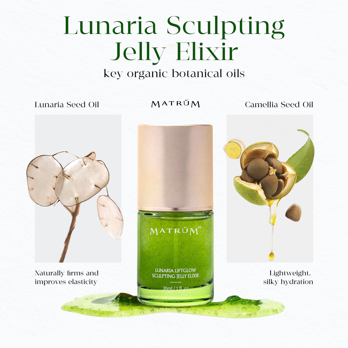 MATRÚM Organic Anti Aging Serum, 100% Nature Glow Serum for Face, Firming Antioxidant Facial Oil with Retinol, Camellia Seed + Sea Buckthorn Oil + Aloe, Safe for Sensitive Skin