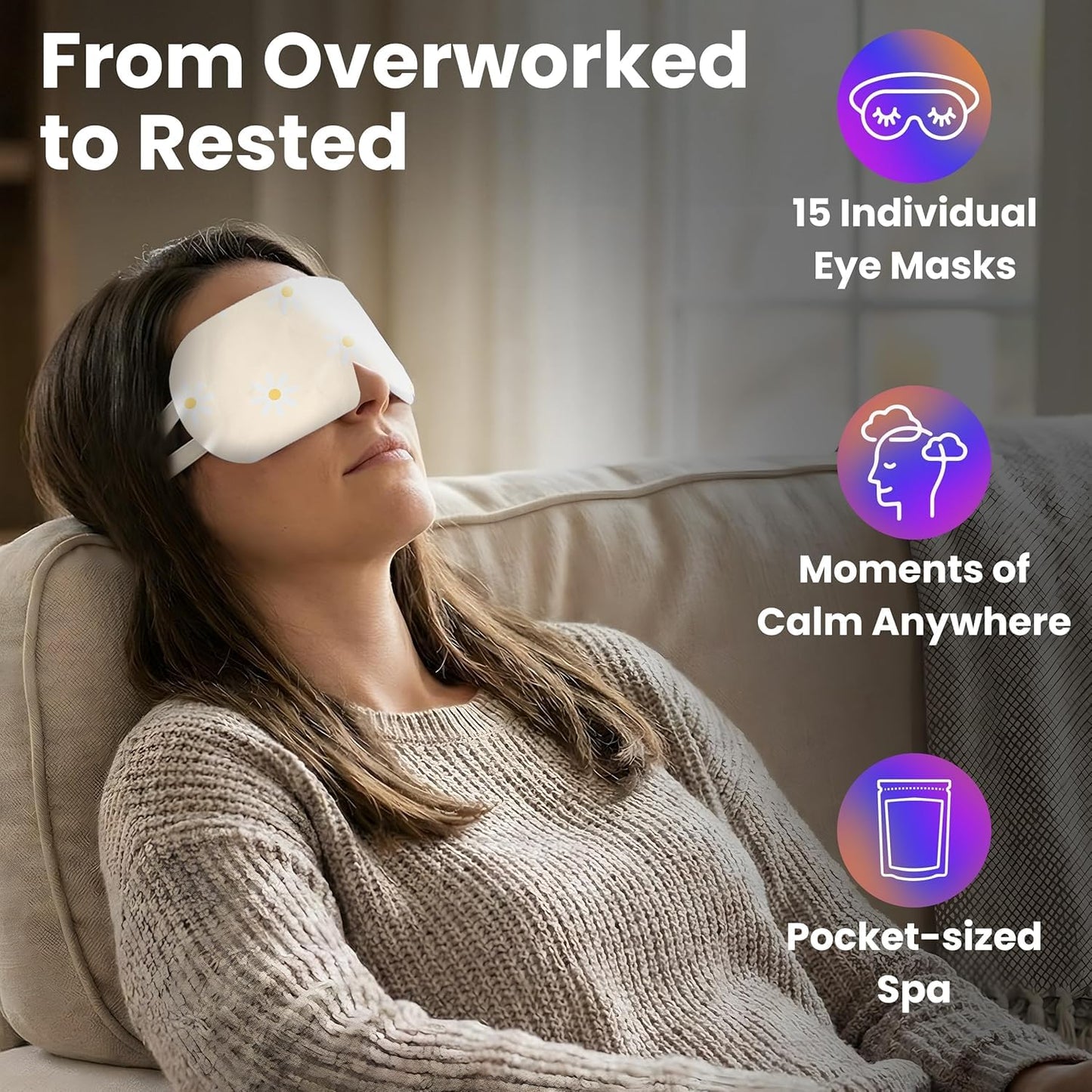 Lure Essentials Steam Eye Mask, Heated Eye Mask, Self Heating Warm Compress for Dry Eyes, Fast Relief for Stye, Puffy Sensitive Eyes, Moist Heat, Relaxation Gifts for Women and Men - Variety
