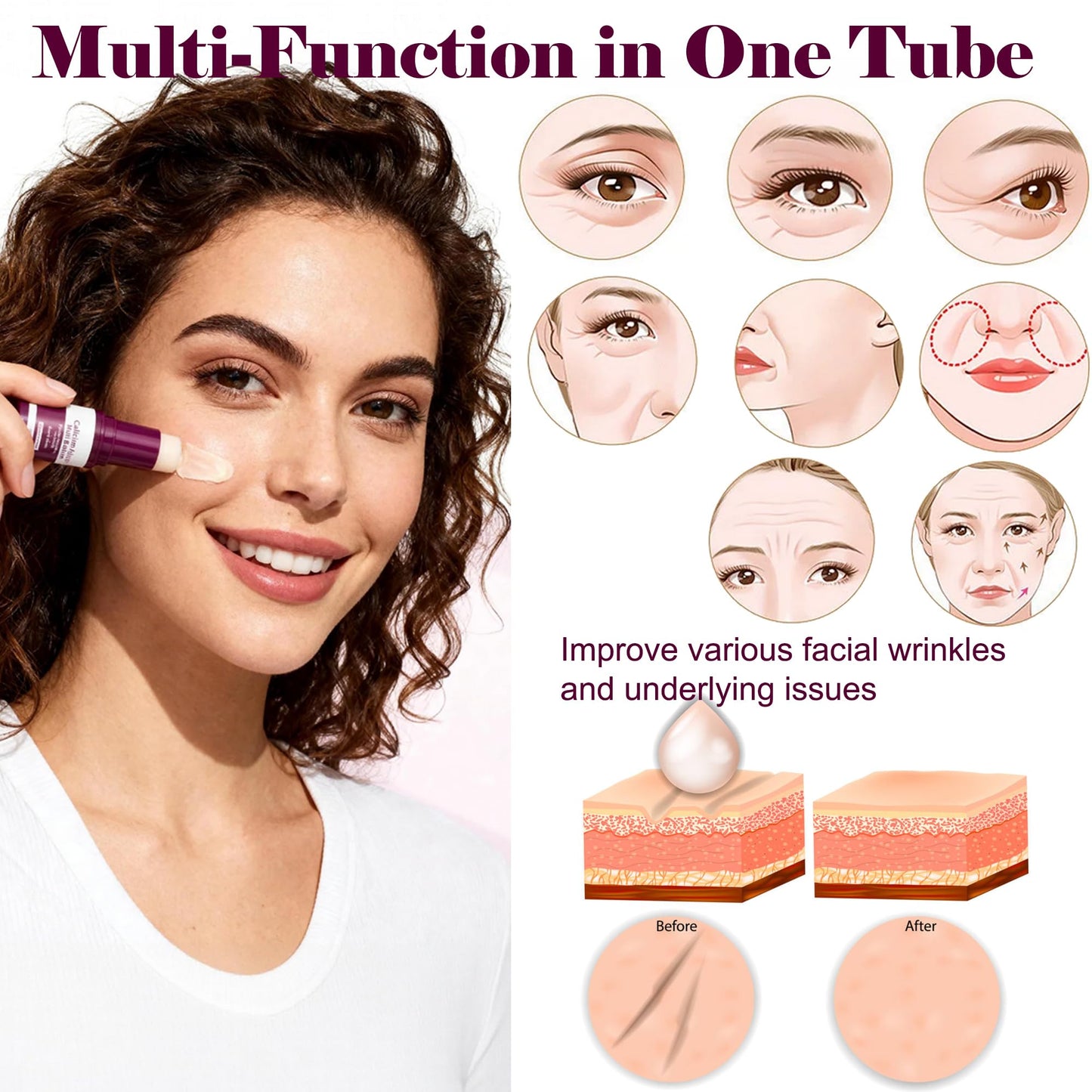 Reepic Cosmer 2-Pack Calcium Multi Balm Stick -Collagen Moisturizing Balm Stick for Face,Eyes & Neck, Anti-Wrinkle Eye Cream, Wrinkle Core Sticks For Firming Skin,Hydrating,Anti-aging