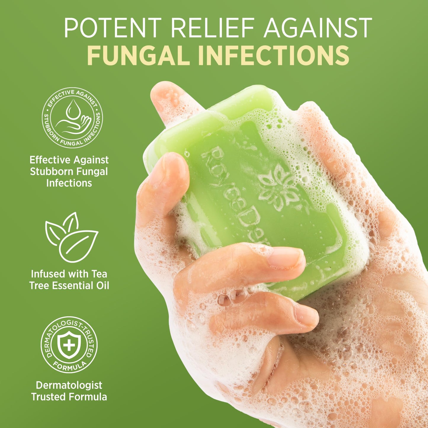 Roycederm Antifungal Bar Soap - Tea tree Oil Soap - Athlete’s Foot Treatment for Jock Itch & Ringworm - Medicated Antifungal Soap with Clotrimazole 1% - Tea Tree Oil Scent, 2 Pack