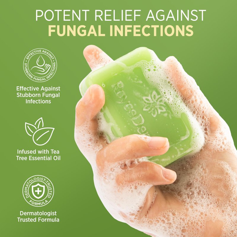 Roycederm Antifungal Bar Soap - Tea tree Oil Soap - Athlete’s Foot Treatment for Jock Itch & Ringworm - Tea Tree Oil Scent, 4 Pack