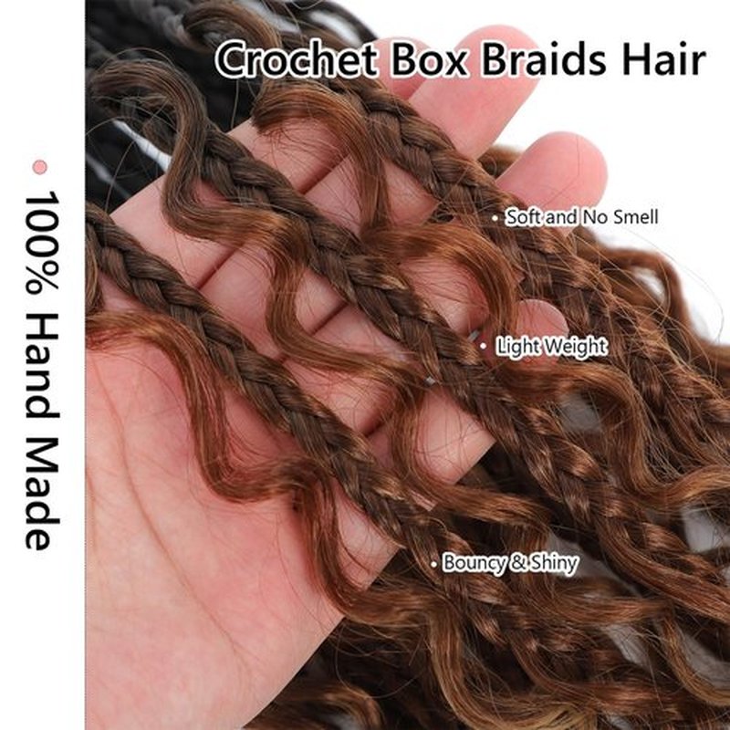 Boho Box Braids Crochet Hair 8 Packs Boho Crochet Braids Pre Looped 1B/30/27 Goddess Box Braids Crochet Hair for Black Women 20 Inch Boho Braids Crochet Hair Extension