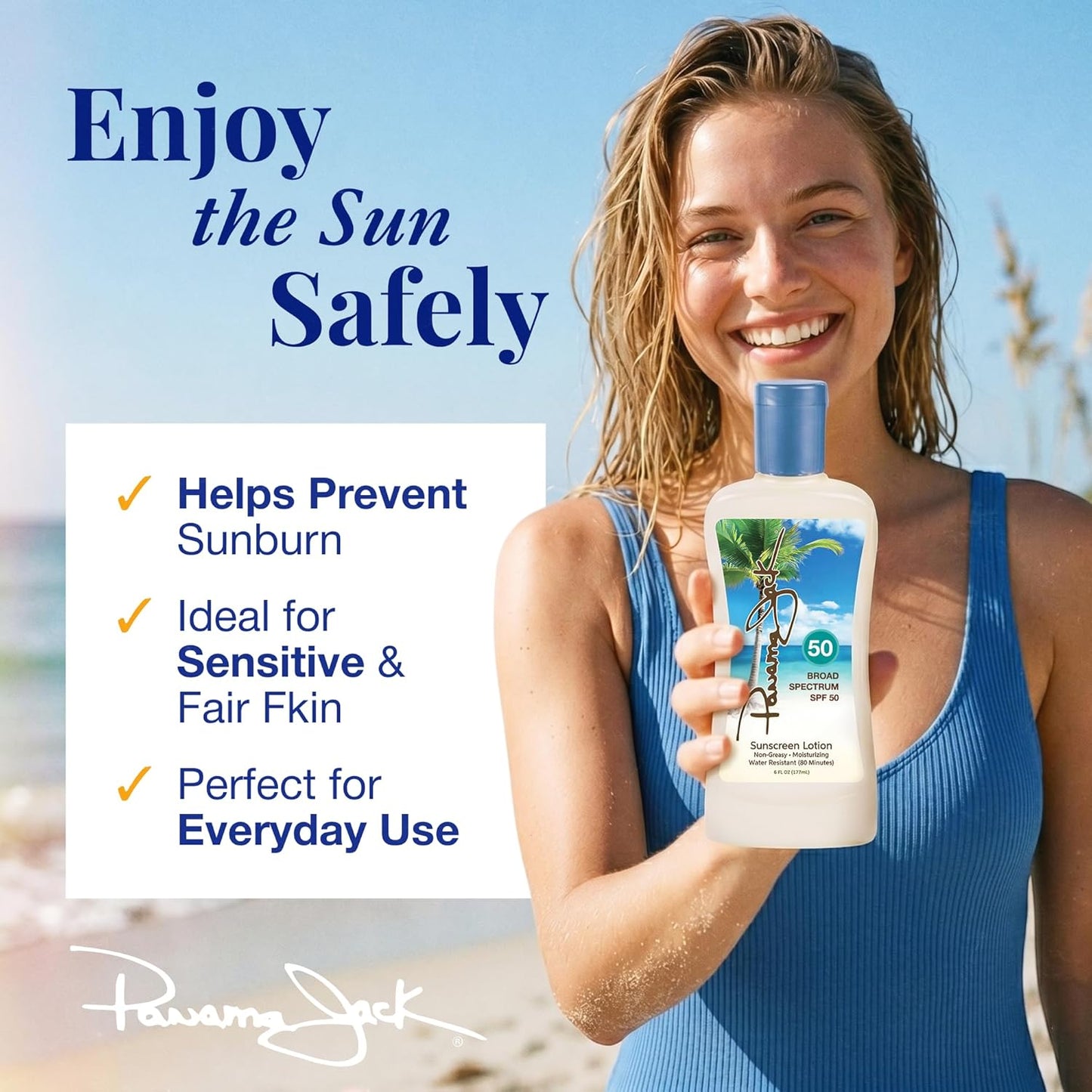 Panama Jack Sunscreen Lotion SPF 50 - High-Protection Formula | 1-Pack