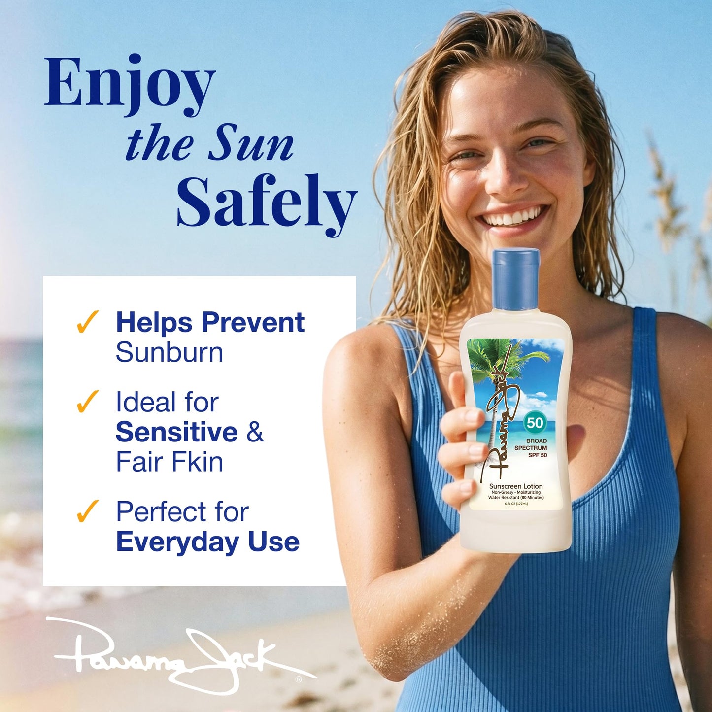 Panama Jack Sunscreen Lotion - SPF 50, Broad Spectrum UVA/UVB Suntan Protection, PABA, Paraben, Gluten & Cruelty Free, 6 FL OZ (Pack of 12)