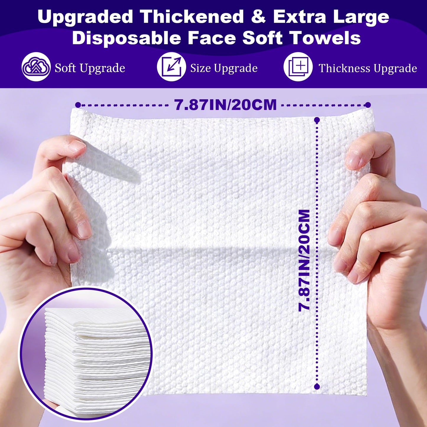 Disposable Face Towel 100 Count, Face Towels, Soft Cotton Dry Wipes Facial Cloths Towelettes for Washing and Drying, Facial Tissue for Cleansing, Skincare and Makeup Remover (1 Pack)