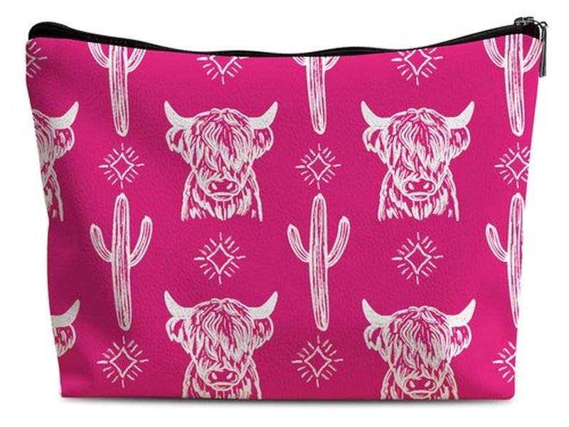 Lacosu Western Makeup Bag,Western Gifts For Women,Cow Makeup Bag,Cowgirl Stuff,Western Stuff For Women,Western Gifts,Cowgirl Gifts(Leather COW S)