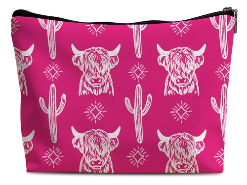Lacosu Western Makeup Bag,Western Gifts For Women,Cow Makeup Bag,Cowgirl Stuff,Western Stuff For Women,Western Gifts,Cowgirl Gifts(Leather COW S)