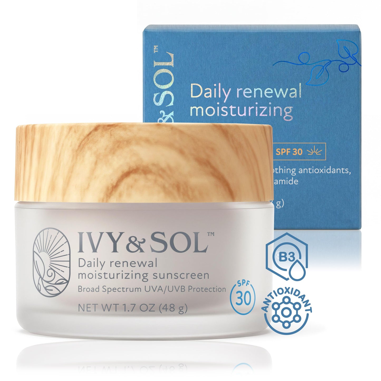 Ivy & Sol Face Moisturizer with SPF 30, 1.7 oz