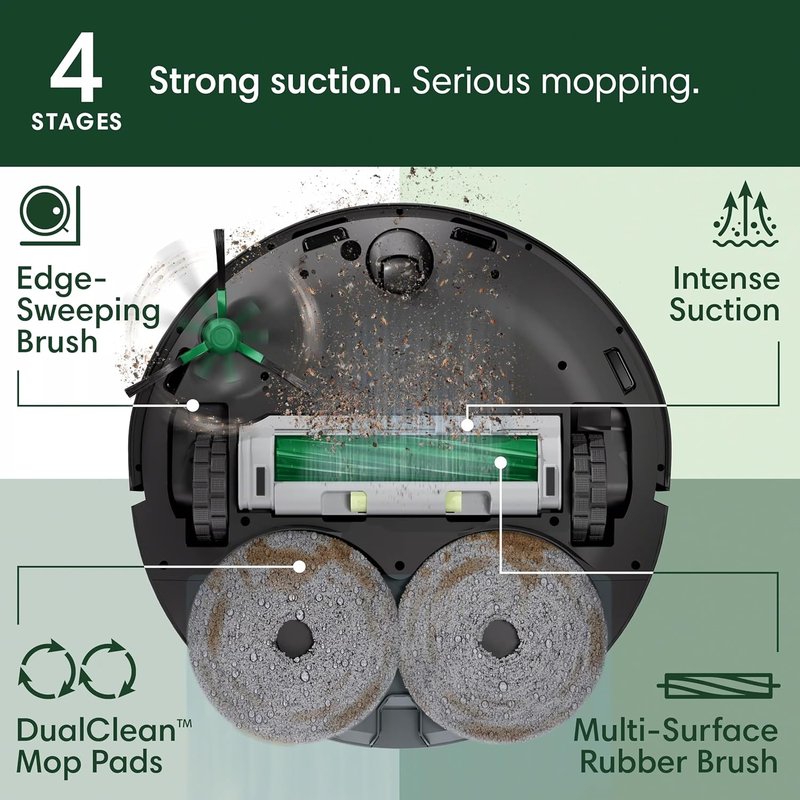 iRobot Roomba 405 Combo Robot Vacuum & Mop - AutoWash Dock, Self-Emptying, LiDAR Navigation | Spinning Mop Pads
