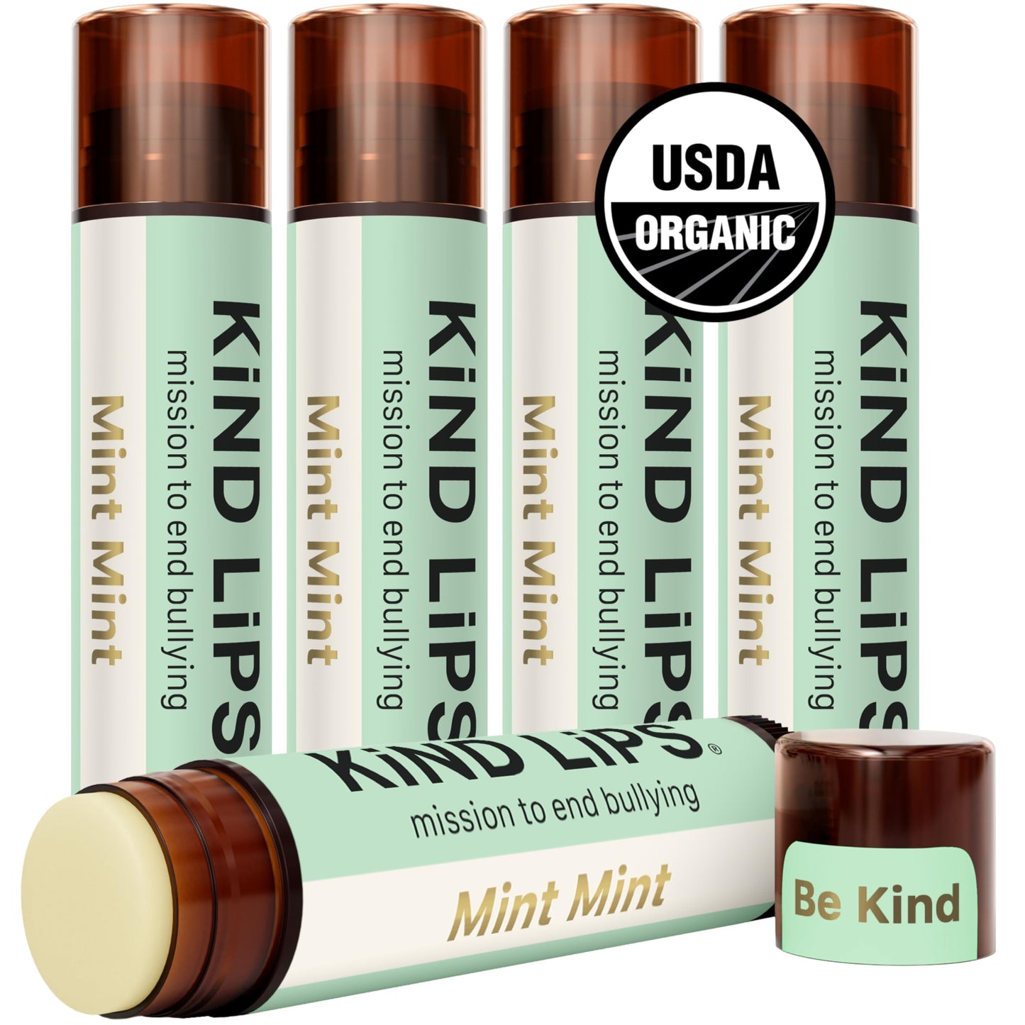 Kind Lips Extra Mint Organic Lip Balm (5 Pack) – Cooling Mint Lip Balm – Natural Beeswax Lip Care for Dry, Cracked Lips – Moisturizing, Non-Toxic, USDA Organic