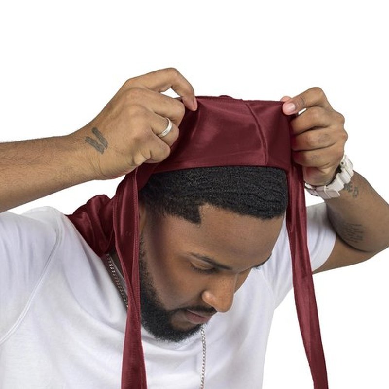 ForceWave Silky Durag for Men Wave Cap Satin Dorag for Men Women 360 Wave (Burgundy)