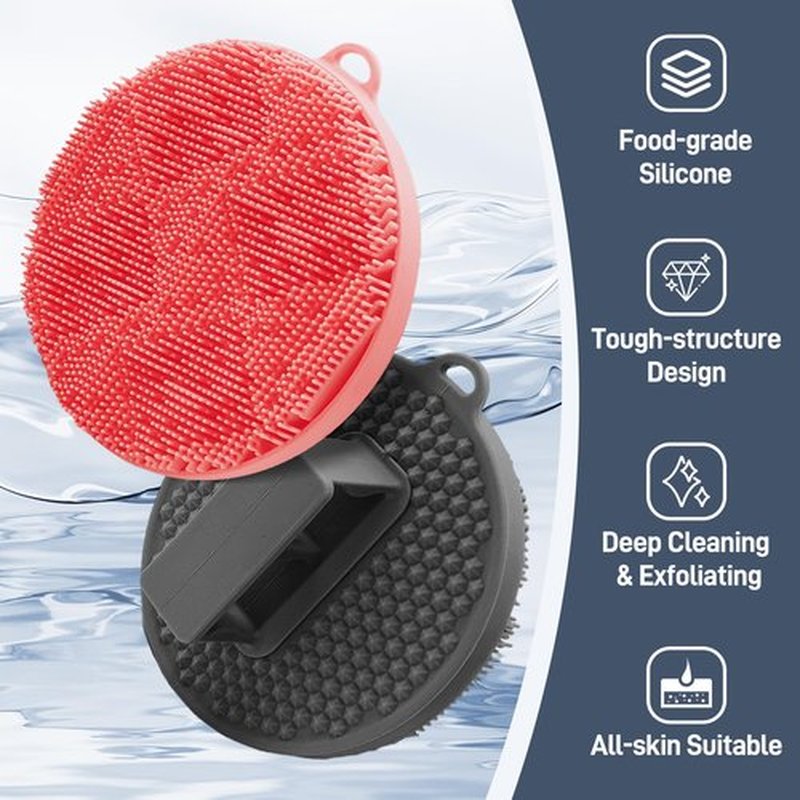 GEENOA New Foot Brush for Shower, 3-in-1 Foot Scrubber for Wet or Dry Brush, 10.2’’-27.5’’Adjustable Foot Scrub Brush, Foot File and Silicone Body Scrubber Set, Giftbox(Pink Kit)