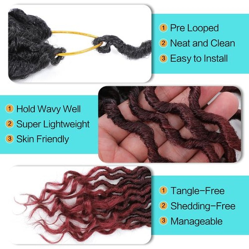 Karida Goddess Locs Crochet Hair 12 Inch, 8 Packs Faux Locs Crochet Hair For Black Women, Pre Looped Crochet Hair Goddess Locs With Curly Ends (12 Inch (Pack of 8), 1B/99j/530#)