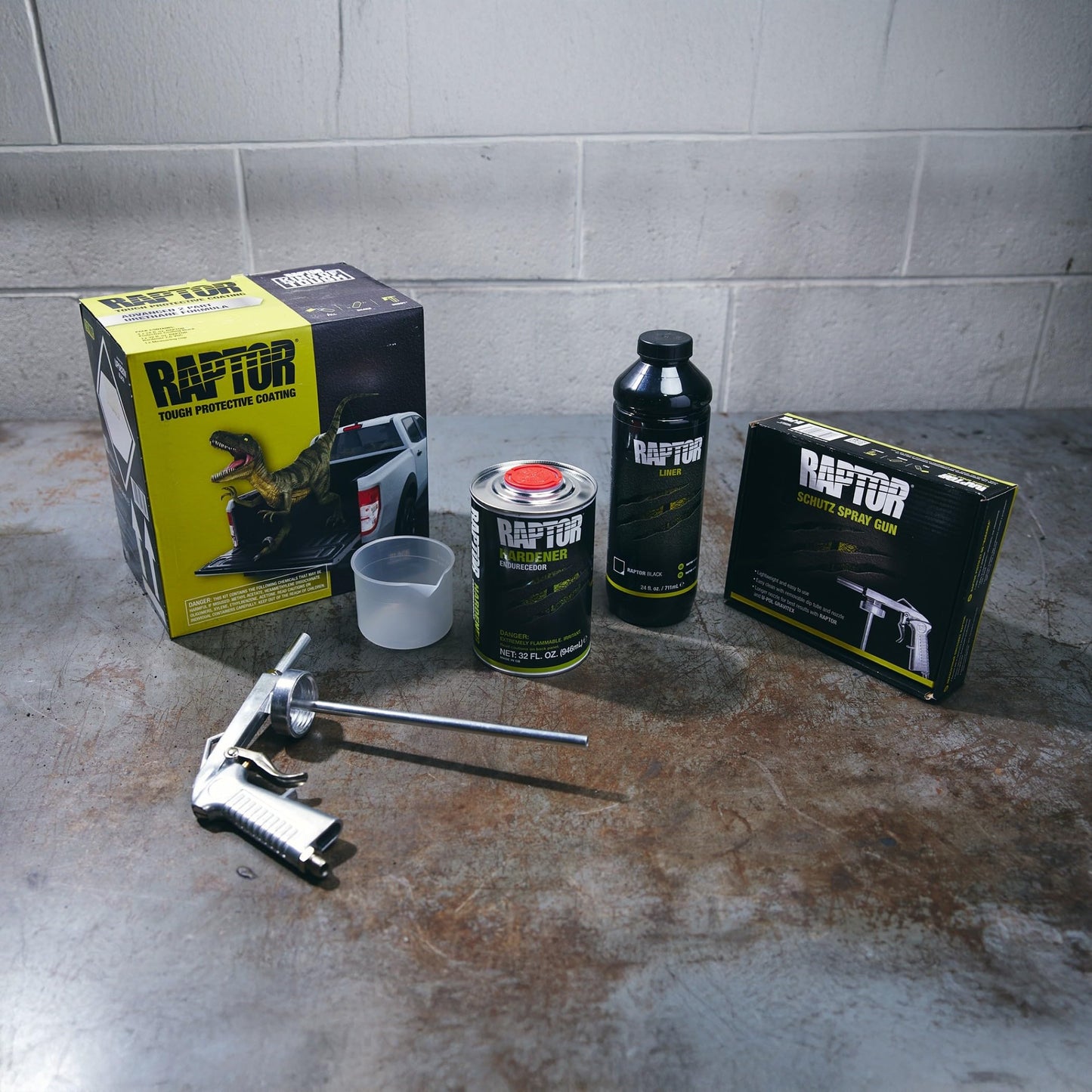U-POL Raptor Black 0820VG with Spray Gun Bed Liner Kit – 4 Quarts, 2K Urethane, UV Resistant Protective Coating, DIY Spray-On Truck Bed Liner