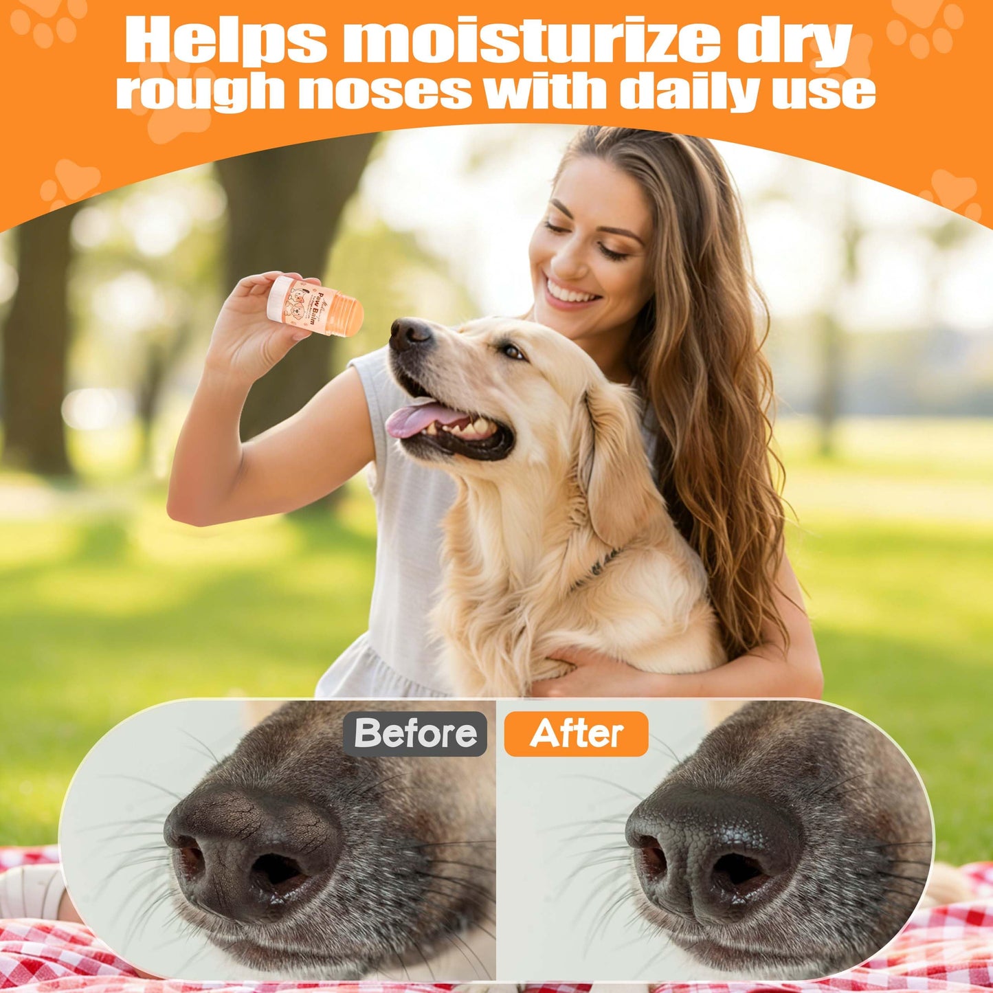 Dog Paw Balm & Nose Balm Stick for Dogs and Cats 1.41oz(40g), Lick-Safe Paw Wax Moisturizer for Dry Cracked Paws, Nose and Elbows, Helps Protect Against Hot Pavement,Snow and Road Salt