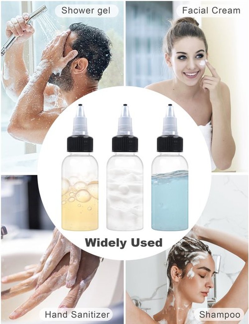 EOSAU 20 Pcs 1oz Plastic Squeeze Bottles with Twist Top Cap, 30ml Clear Dispensing Bottles, Empty Squirt Bottle for Liquids, Sauces, Arts, Crafts, Travel