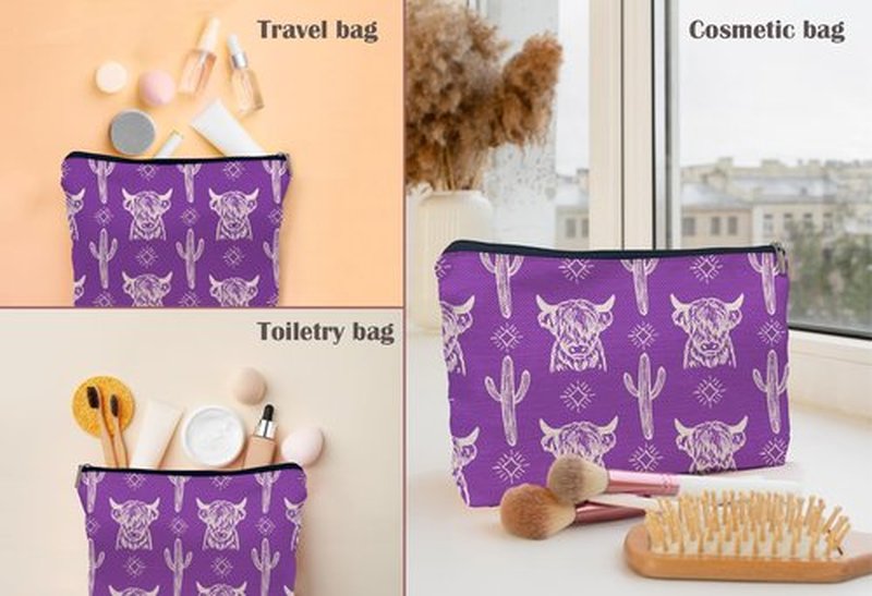 Lacosu Western Makeup Bag,Western Gifts For Women,Cow Makeup Bag,Cowgirl Stuff,Western Stuff For Women,Western Gifts,Cowgirl Gifts(COW C)