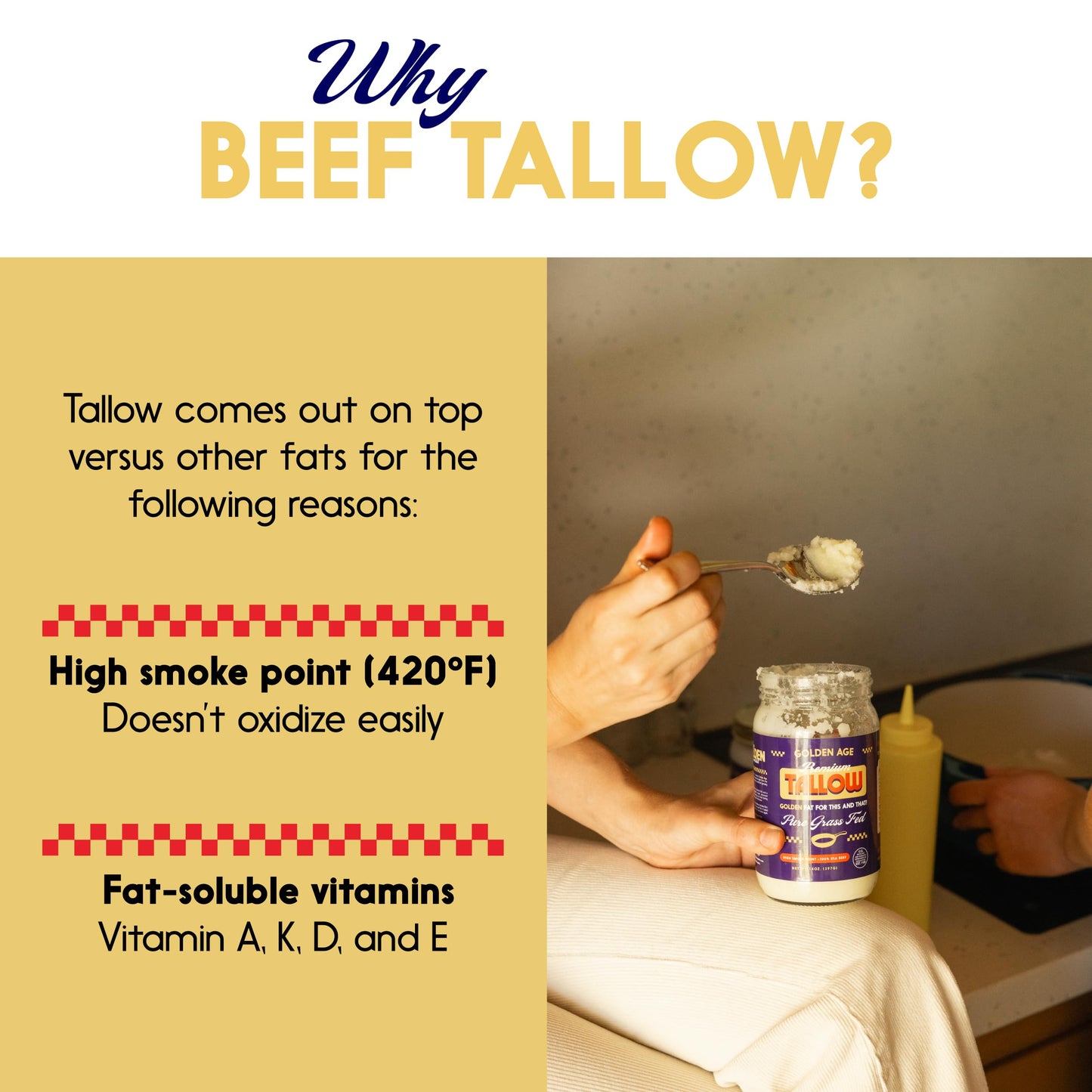 Golden Age Premium Beef Tallow for Cooking & Skincare – Official Tallow of Masa Chips and Vandy – 100% Grass Fed, 14 oz (6-Pack), Pasture-Raised, Hand-Rendered, No Foaming Agents, High Smoke Point, Keto & Paleo