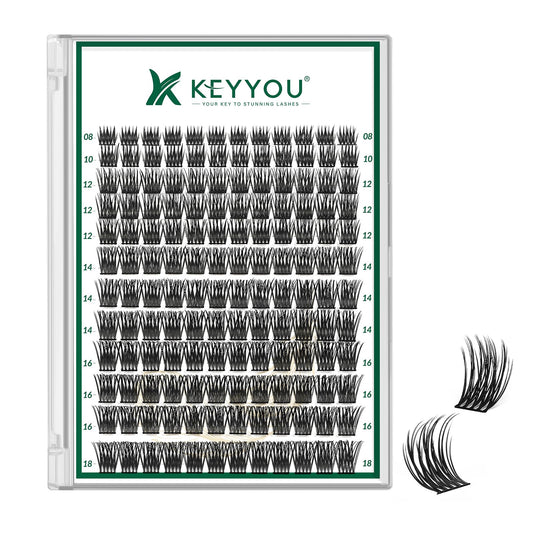 Lash Clusters 144pcs eyelash clusters D Curl 8-18MIX Individual Lashes KEYYOU Air Touch Cluster Lashes Super Lightweight Soft Wispy Comfortable Easy DIY at Home(Air03-D-8-18MIX)
