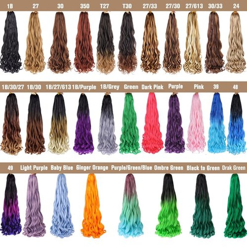 COOKOO 9 Pcs 22 Inch Pre Stretched Bouncy Braiding Hair Red Brown French Curls Braid Hair 75g/Pack Pre Curled Loose Wavy Crochet Braids Hair Extensions for Goddess Box Braids 30#