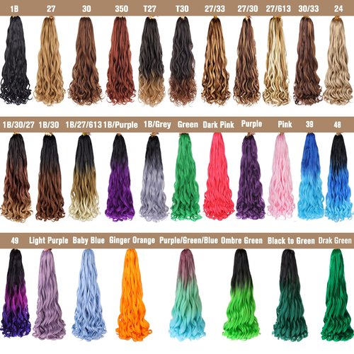 COOKOO 22 Inch Pre-stretched French Curly Braiding Hair 9 Packs Loose Wavy Bouncy French Curl Braiding Hair Extensions 75g/Pack Ombre Synthetic Crochet Hair Extensions C15#