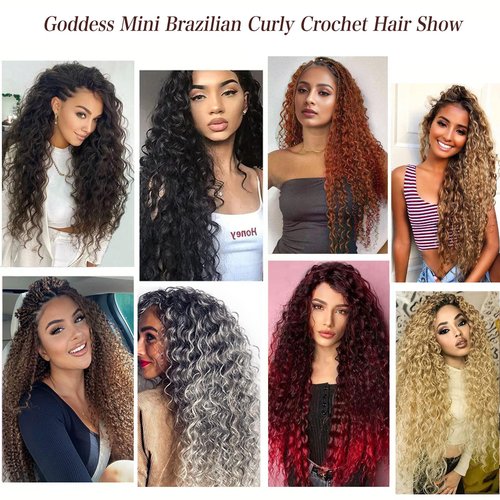 Xtrend Pre Looped Micro Brazilian Kinky Curly Crochet Hair 24 Inch 8 Packs Black Micro Curly Braiding Hair Extensions Synthetic Deep Wave For Mini Senegalese Twist Hair For Boho (30 Strands/Pack，1B#)