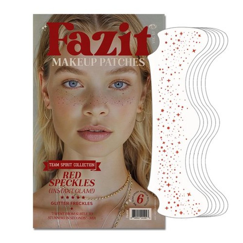 Fazit Makeup Patches - Face Makeup Patches - Beauty Face Makeup - Red Speckles - Waterproof Red Speckles - Temporary Face Red Speckles For Women - 6 count