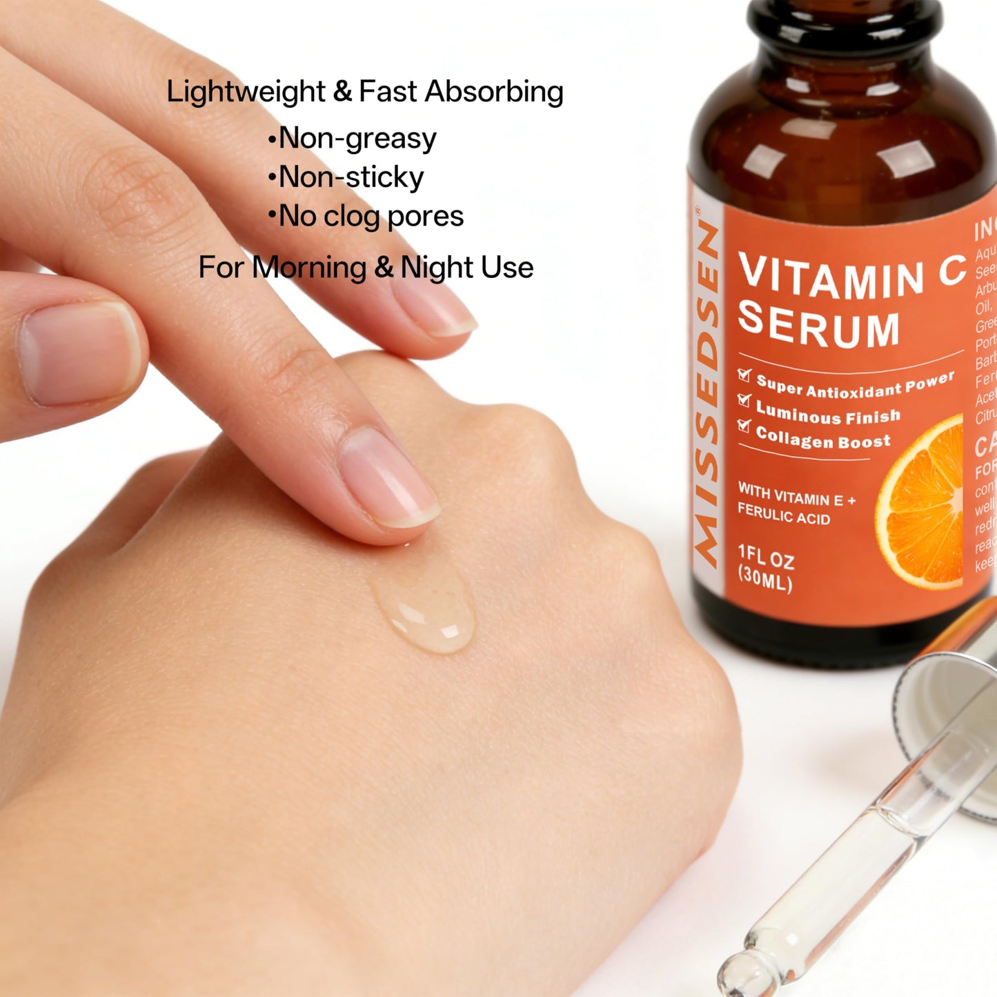 Vitamin C Serum for Face with Vitamin E & Ferulic Acid, Smoothes Wrinkles,Improves Elasticity,Firms Skin 1 Oz for Face Care, Daily Use