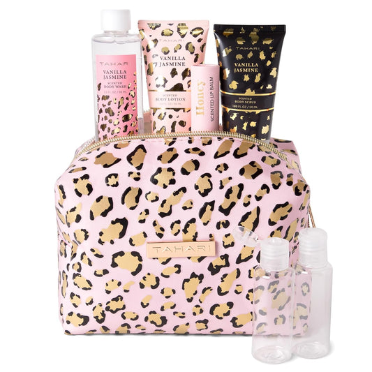 Tahari Vanilla Jasmine Spa Gift Set | Luxurious Bath Kit with Lotion, Scrub, Wash & Lip Balm - Perfect Self-Care Gift for Women