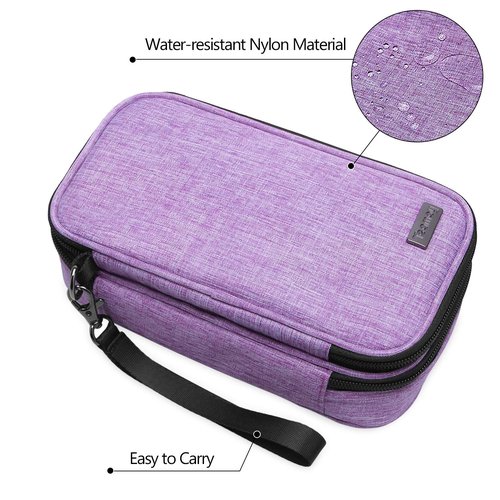 Teamoy Travel Makeup Brush Bag(up to 8.5"), Professional Cosmetic Artist Organizer Case with Handle Strap for Makeup Brushes and Beauty Supplies-Small, Purple (No Accessories Included)