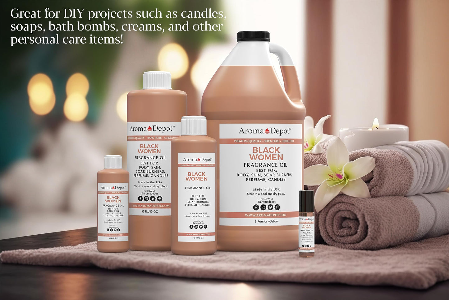 Black Women 4 oz. Fragrance Oil I Perfume I Skin Oil I Scented Oil I Add Aroma to your DIY Projects such as Candles, Bath Bombs, Body Butters, Creams and lotions. Few Drops in The Diffuser and burners