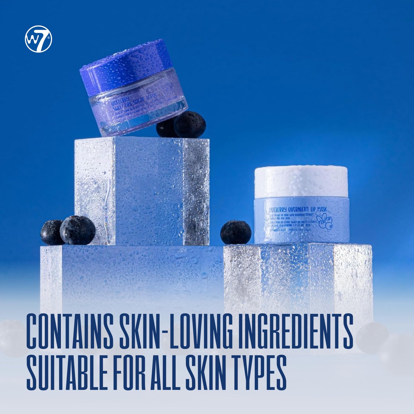 W7 Sweet Dreams Lip Scrub & Overnight Lip Mask Duo - 2 Piece Gift Set - Blueberry Flavour - Exfoliate, Condition, Soothe & Hydrate