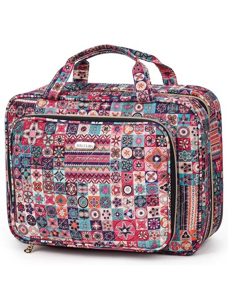 BALULHG Toiletry Bag Travel with Hanging Hook, Water-resistant Cosmetic Makeup Bag Organizer for Shampoo, Full Sized Container, Toiletries，Bohemia-L