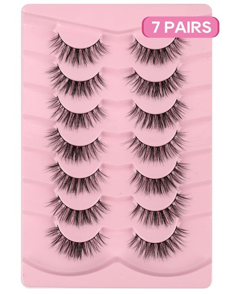 Natural Mink Lashes Wispy Lashes Fluffy Eyelashes Short Fake Lashes Volume False Lashes C Curl Eye Lashes Pack 17mm 82-SUGAR