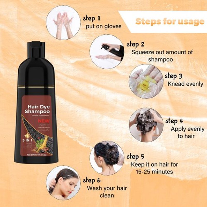 Dark Brown hair dye shampoo 3 in 1 Hair Color Shampoo for Gray Hair Instant (Dark Brown)