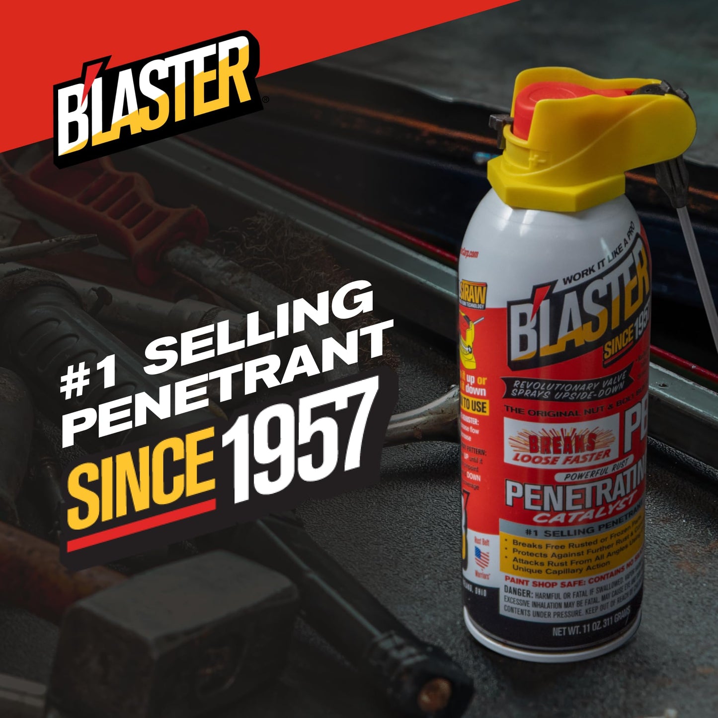 PB Blaster Penetrating Oil Spray, 11 oz Aerosol Cans (6-Pack) – Rust Remover & Bolt Loosener for Stuck Nuts, Bolts & Rusted Parts – Penetrating Catalyst for Automotive & Mechanical Use