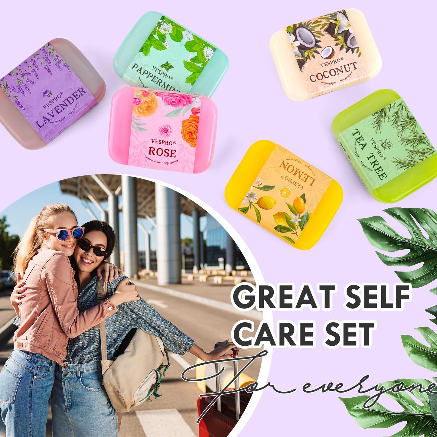 VESPRO Natural Bar Soap Gift Set with Olive Extract, Perfect Fancy Soaps for Women Gifts, Handmade Bar Soap for Teen Girls, Travel Size Soap Bar, Thank You Gifts, Party Favors for Guests(Pack of 6)