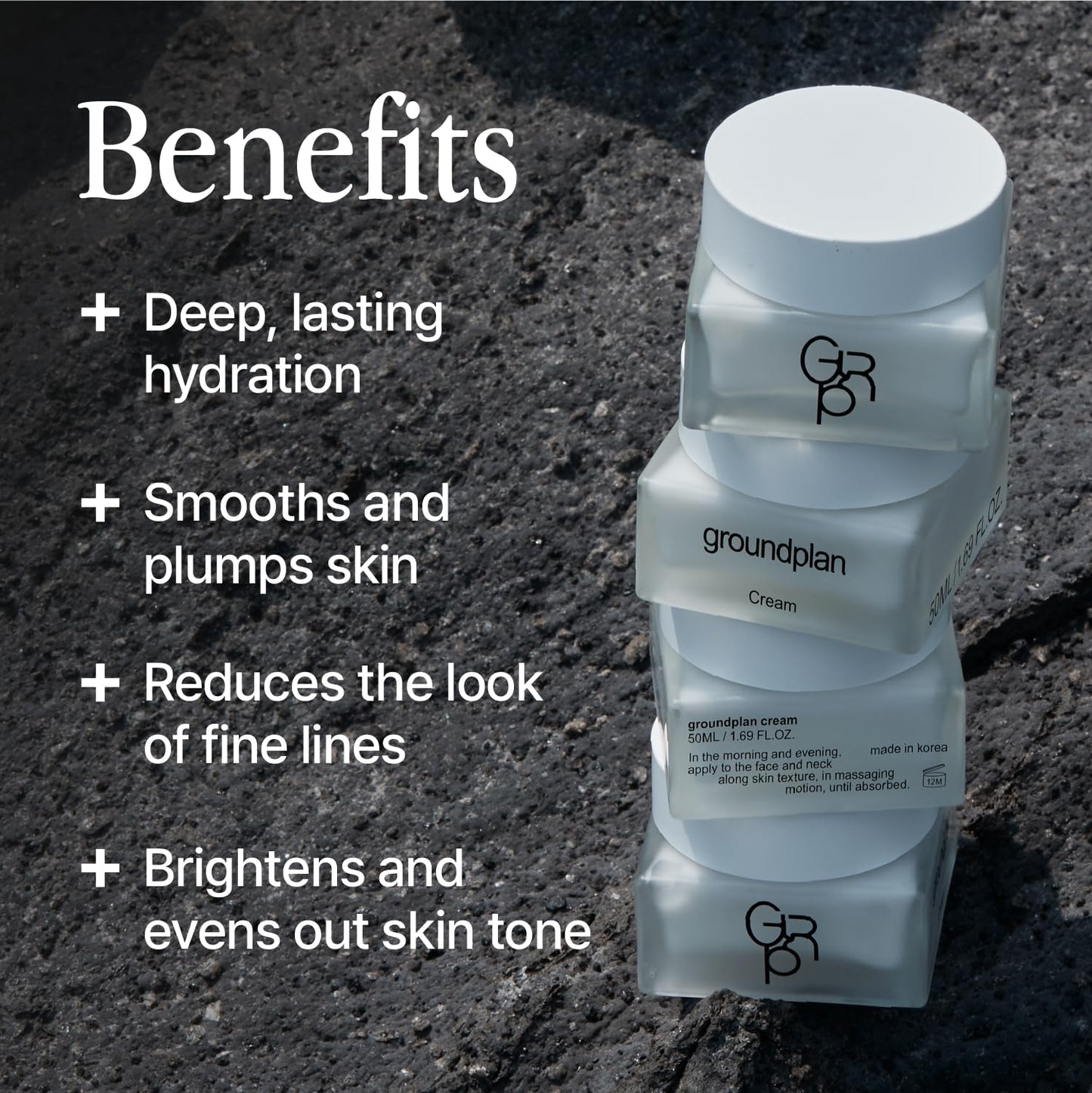 groundplan Cream 1.69 fl oz – Lightweight Hydrating Moisturizer with 20,000ppm Niacinamide, Panthenol, and Betaine for Smooth Skin Texture and Balanced Hydration