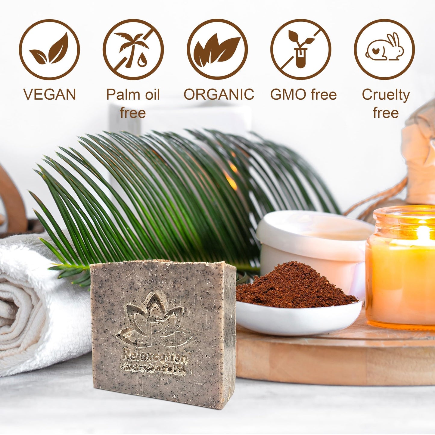 100% Handmade Coffee Scrub Soap Bar with Fresh Ground Coffee and Cocoa Butter - Cold Process Soap with Latte Aroma Oil - Good Scrubbing Effect - Perfect for Body Exfoliating and Moisturizing (3 bars)