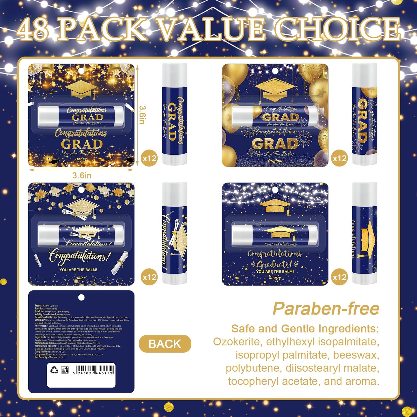 48 Pcs Graduation Lip Balms Party Gifts Bulk Congrats Grad Class of 2026 You Are The Balm School College Inspirational Graduation Gifts for Students Her Him Women Men Friends Classmates